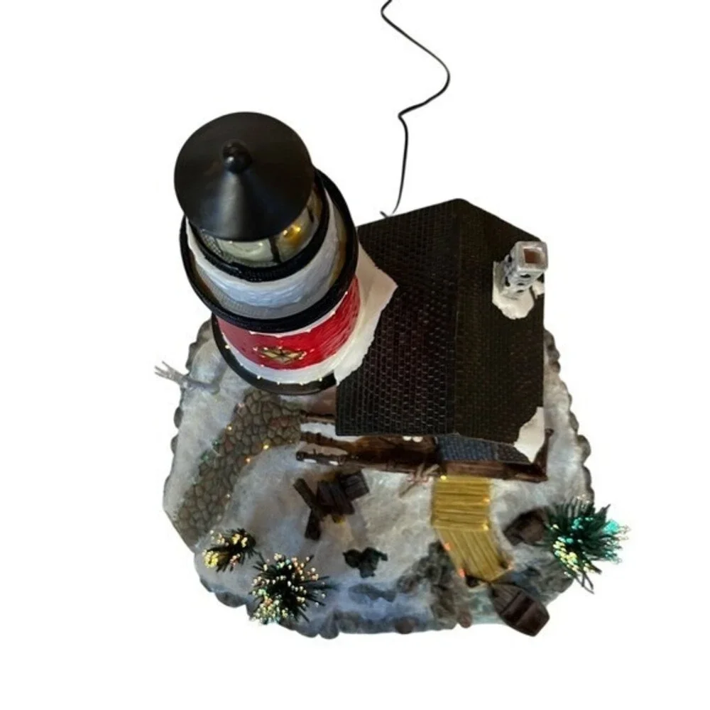 Fiber Optic Mountain Lighthouse Christmas Village 12 Inch Lighted Holiday Decor